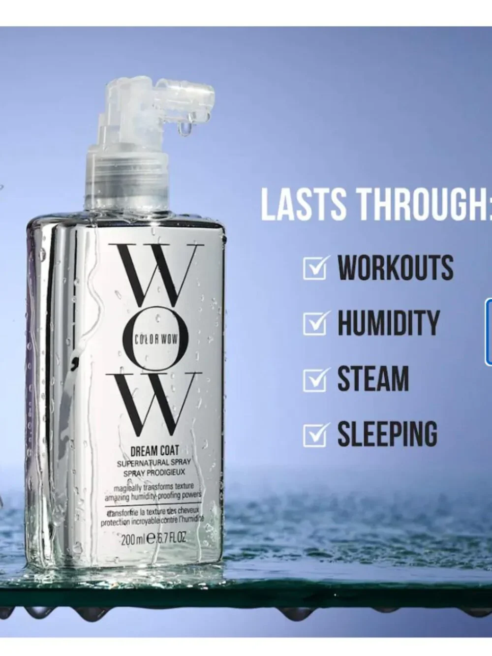 COLOR WOW brand Mini Dream Coat Supernatural Anti-Frizz, Blow Dry Treatment Spra